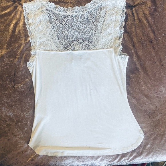 H&M White Tank Top with Lace Detail Small - Picture 2 of 6